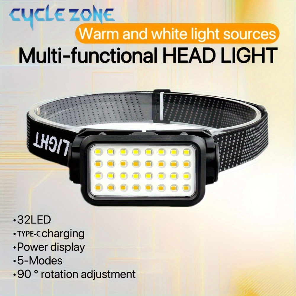 Outdoor Adventure Walks - Linterna frontal recargable con 32 LED,