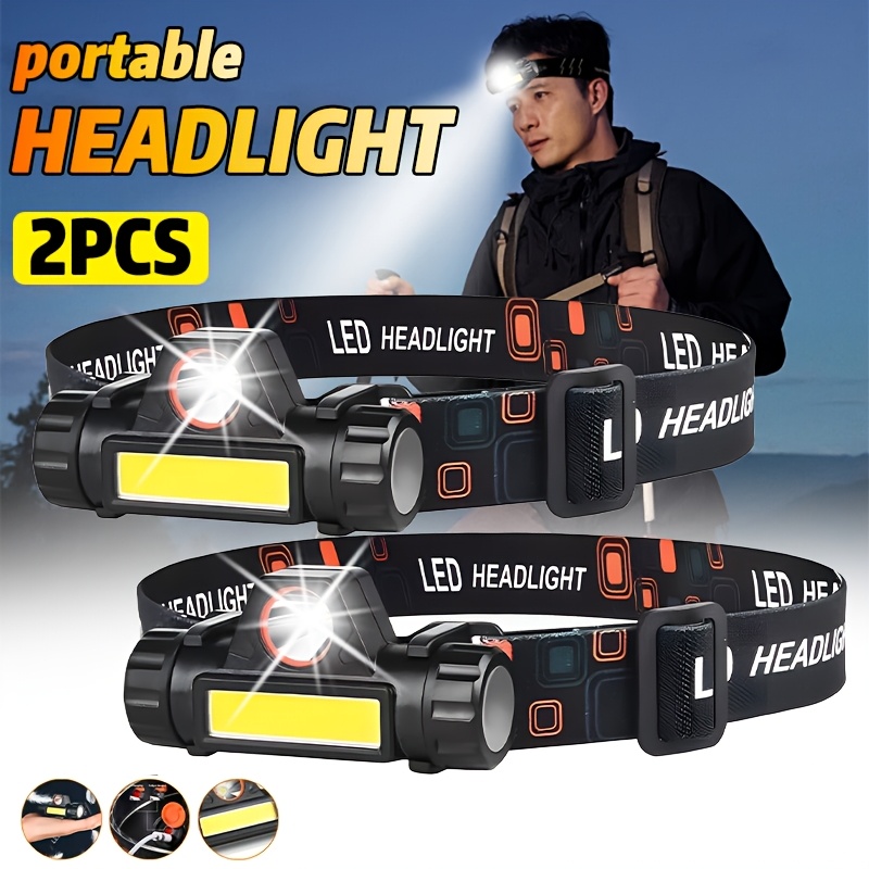 Headlamp Waterproof Rechargeable - Linterna frontal LED superbrillante, recargable, resistente