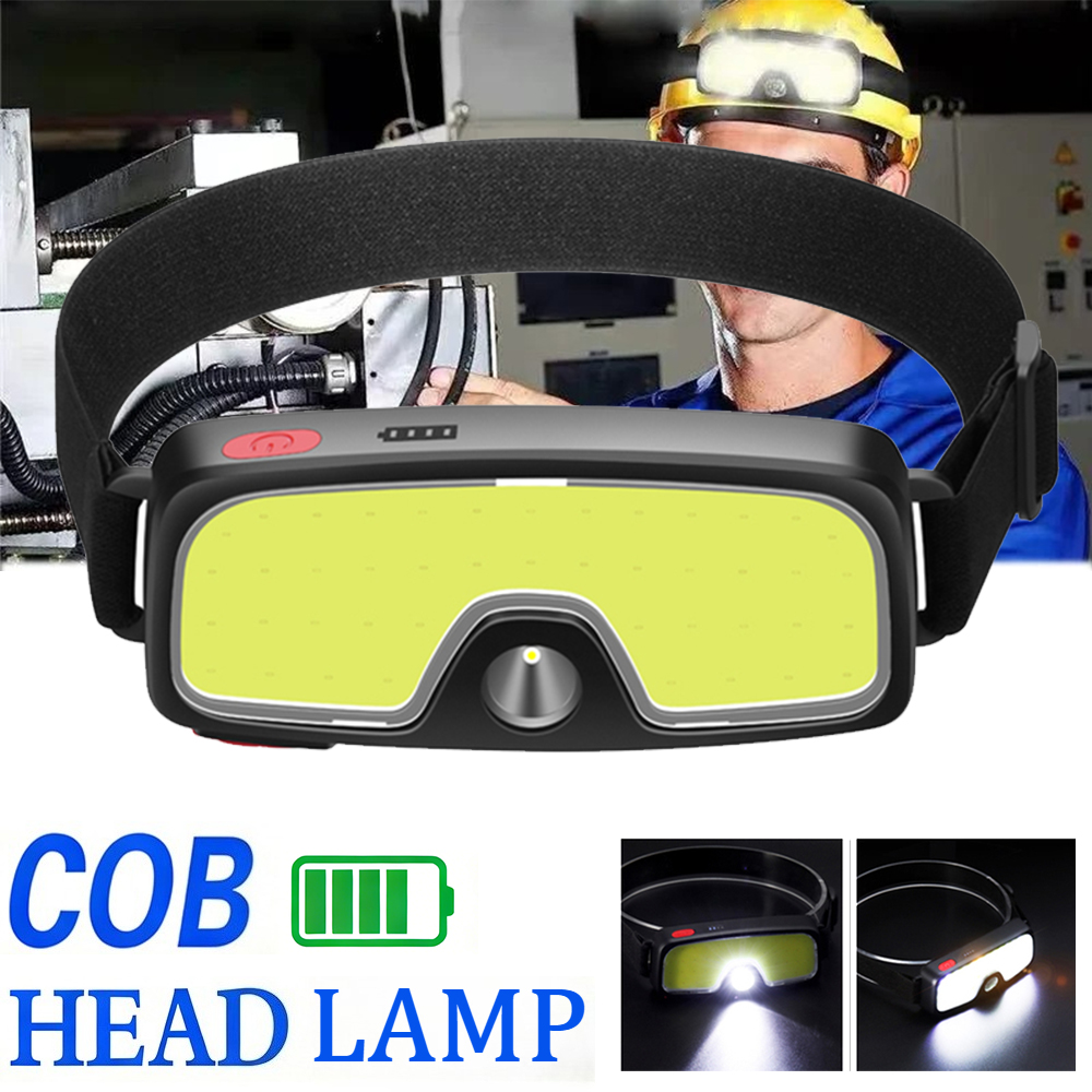 Headlamp Waterproof Rechargeable - Potente linterna frontal COB tipo c/USB,