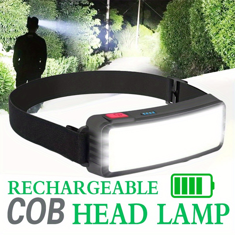 Headlamp Waterproof Rechargeable - Potente linterna frontal LED COB tipo