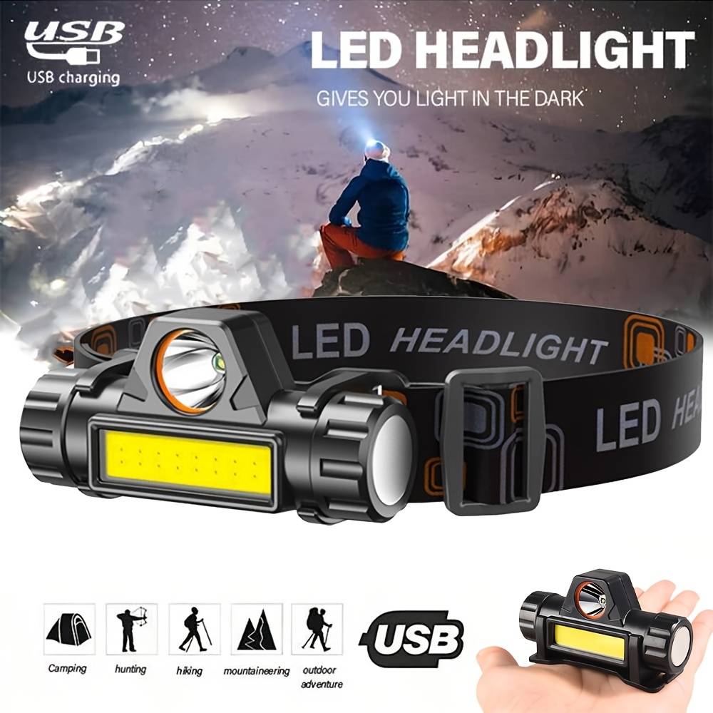 Headlamp Waterproof Rechargeable - Linterna frontal superbrillante, recargable por USB,