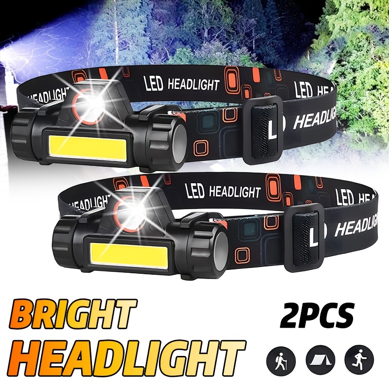 Headlamp Waterproof Rechargeable - Linterna frontal LED COB recargable por