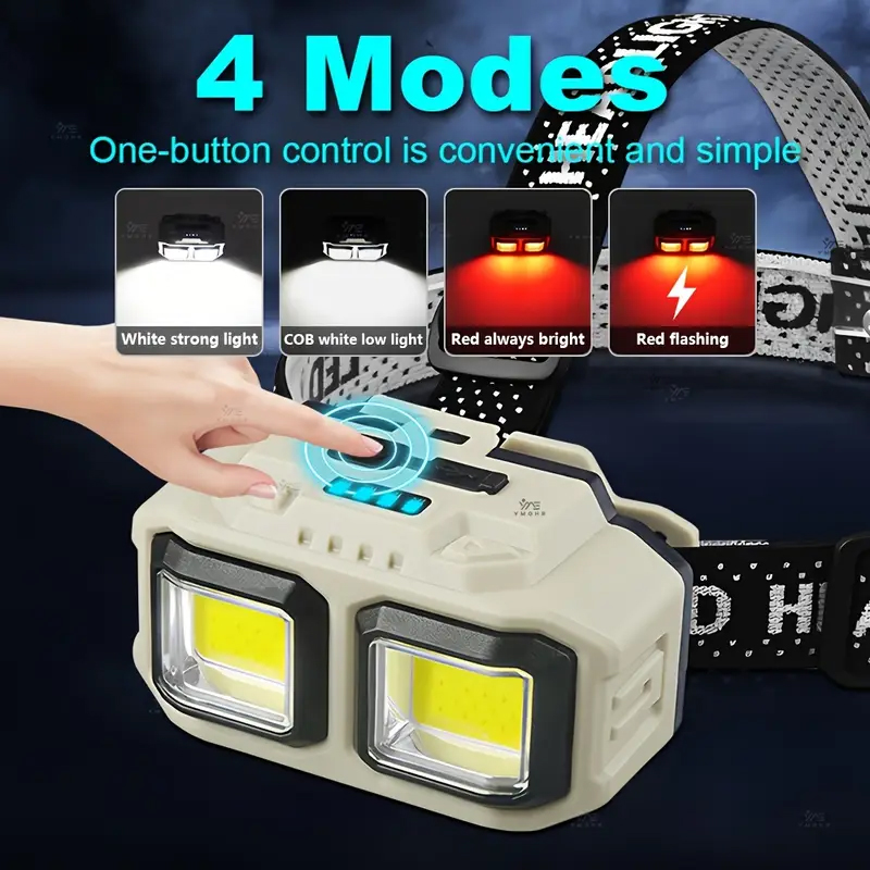 Linterna frontal LED COB, reca - Headlamp Waterproof Rechargeable reseña y precio