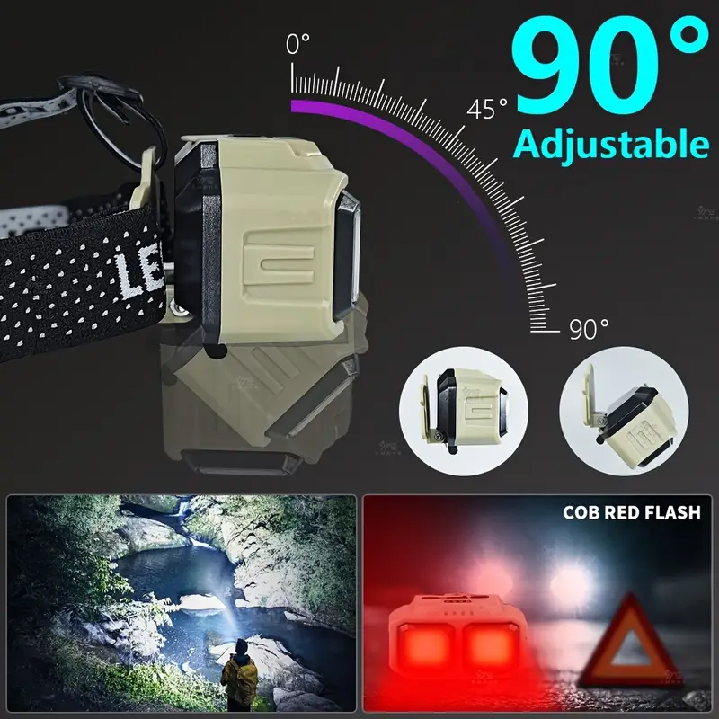 Linterna frontal LED COB, reca - Headlamp Waterproof Rechargeable reseña y precio