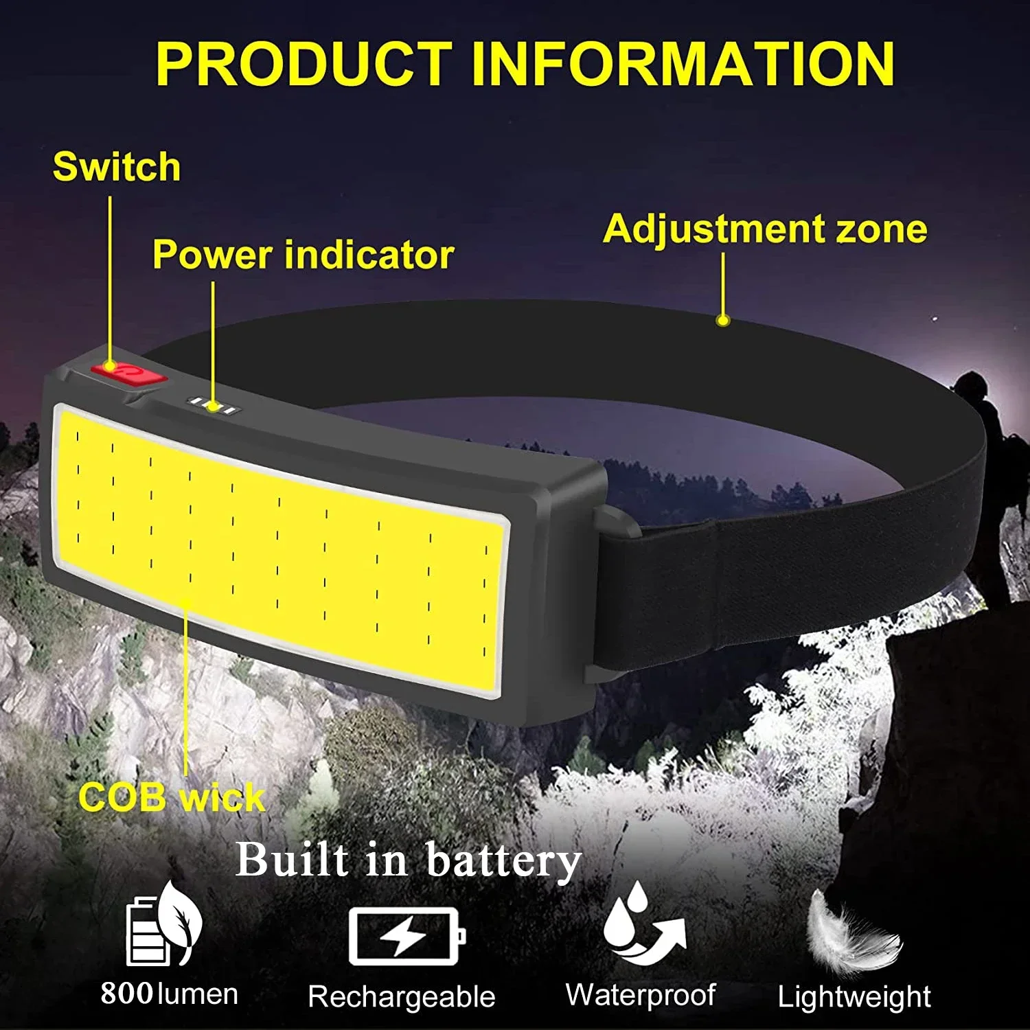 Potente linterna frontal LED C - Headlamp Waterproof Rechargeable reseña y precio